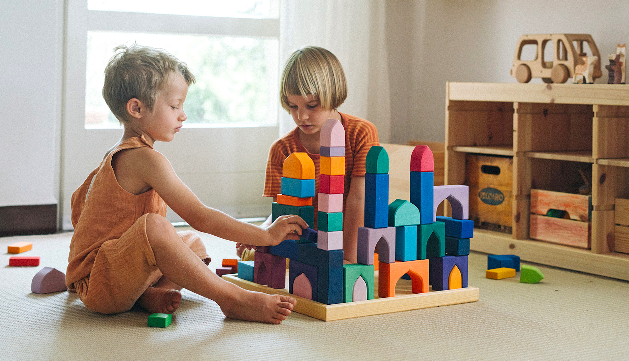 48 piezas de bloques de construcción apilables de madera Montessori  juguetes para niñas de 1, 2, 3, 4, 5, 6 años, juguetes sensoriales  educativos